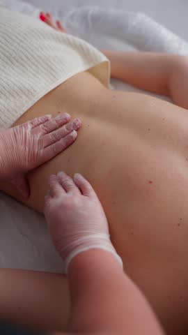 Therapeutic Back Massage Close-Up. Body massage concept.