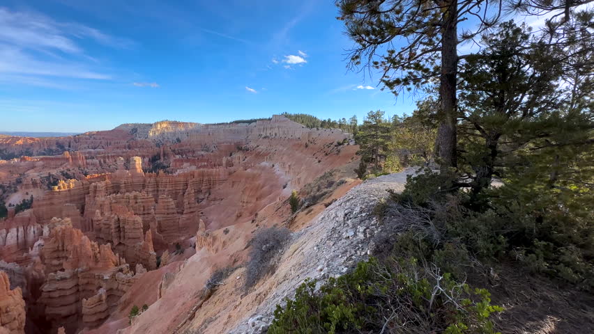 Red Hoodoos rock formations in majestic Ampitheater of Bryce Canyon National Park Utah USA travel and tourism