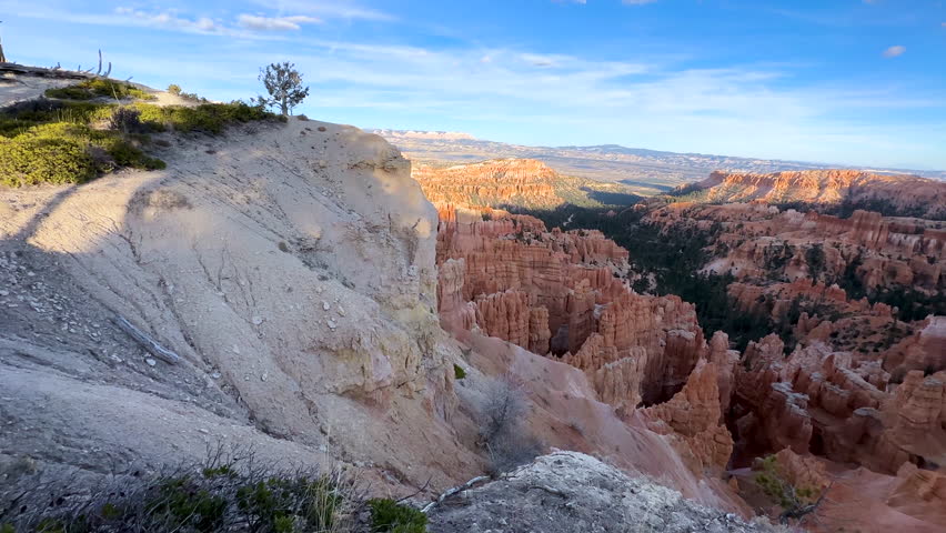 Dramatic Hoodoo rock formations from extreme weather environmental erosion in Bryce Canyon National Park Utah USA travel tourism