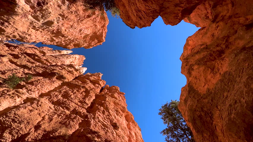 Red Hoodoos rock formations in majestic Ampitheater of Bryce Canyon National Park Utah USA travel and tourism
