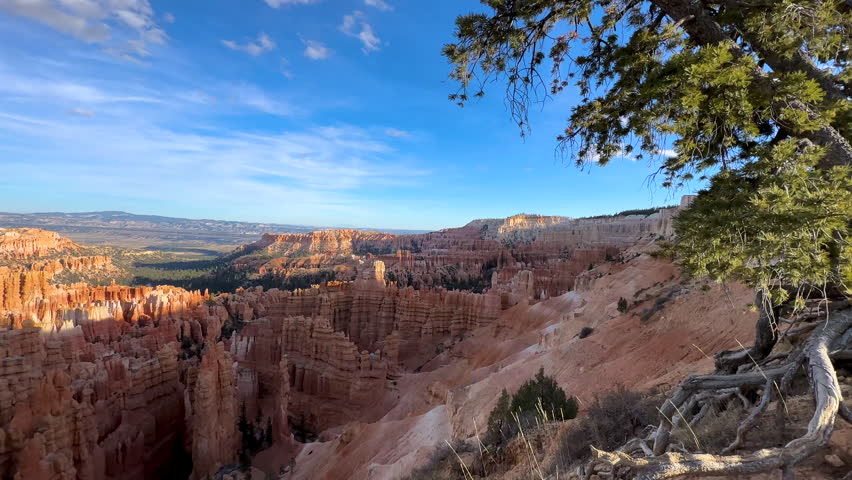 Dramatic Hoodoo rock formations from extreme weather environmental erosion in Bryce Canyon National Park Utah USA travel tourism