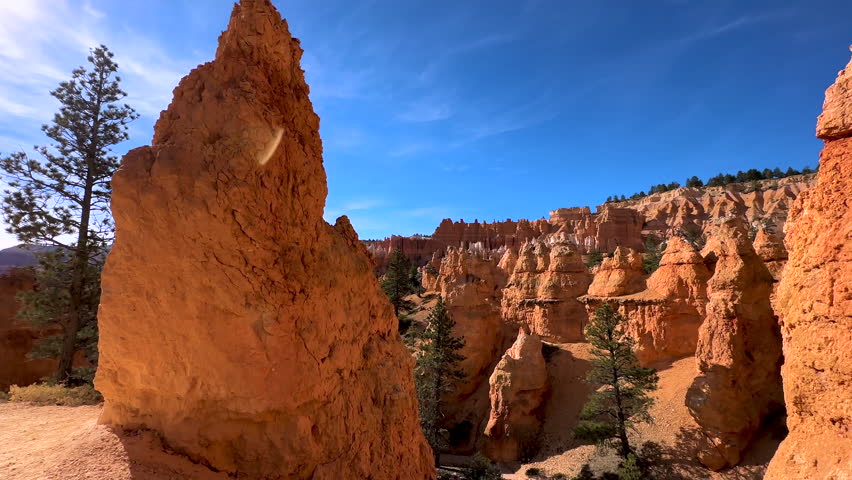 Red Hoodoos rock formations in majestic Ampitheater of Bryce Canyon National Park Utah USA travel and tourism