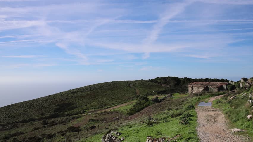 A road leading to the scenic Sanctuary of Peninha in the Sintra mountains, Portugal