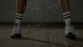 Network of connections and data processing animation over basketball player. Technology, digital, sports, athlete, performance, visual effects - Powered by Shutterstock - Get 15% off with code: PIKWIZARD15