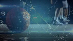 Basketball with data processing and network connections animation over players in motion. Sports, data analytics, technology, digital, teamwork, innovation - Powered by Shutterstock - Get 15% off with code: PIKWIZARD15