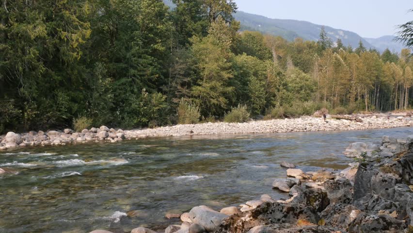 Chilliwack River during a summer season in Chilliwack, British Columbia, Canada