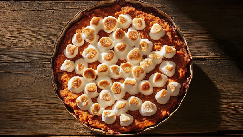 Delicious Baked Sweet Potato Pie with Marshmallow Topping