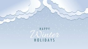 Winter is coming, animated background. A cold Christmas with snowfall and cloudy sky. Illustration with text - Powered by Shutterstock - Get 15% off with code: PIKWIZARD15