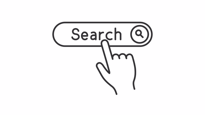 Search bar line animation. Web navigation animated icon. Scaling letters, pressing buttons. Browser interface. Black illustration on white background. HD video with alpha channel. Motion graphic