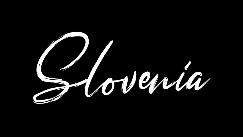 Slovenia country name handwriting self drawing animation. Slovenia Happy National day. Great for celebrating Happy Slovenia Independence Day. Slovenia country name text animation on black background.