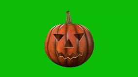 Halloween pumpkin with fire burning inside it on green screen 3D animation - Powered by Shutterstock - Get 15% off with code: PIKWIZARD15