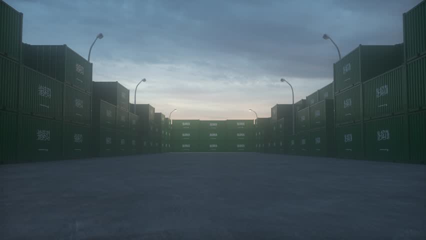 Container terminal. Saudi Arabia export or import concept