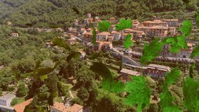 Animation of leaves falling over landscape. Autumn, fall, nature, travel, connections, computing and data processing concept digitally generated video. - Powered by Shutterstock - Get 15% off with code: PIKWIZARD15