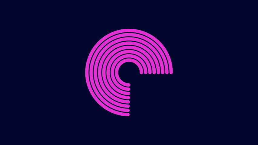 A minimalist and clean design featuring a purple spiral made up of interconnected circles, arranged in a clockwise direction from top to bottom
