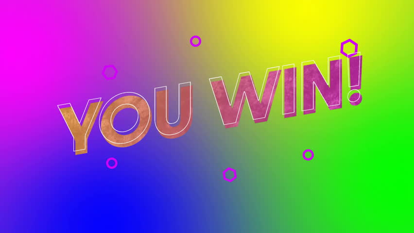 Animation of you win text over neon pattern background. Global video game, digital interface, communication, computing and data processing concept digitally generated video. - Powered by Shutterstock - Get 15% off with code: PIKWIZARD15