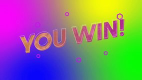 Animation of you win text over neon pattern background. Global video game, digital interface, communication, computing and data processing concept digitally generated video. - Powered by Shutterstock - Get 15% off with code: PIKWIZARD15