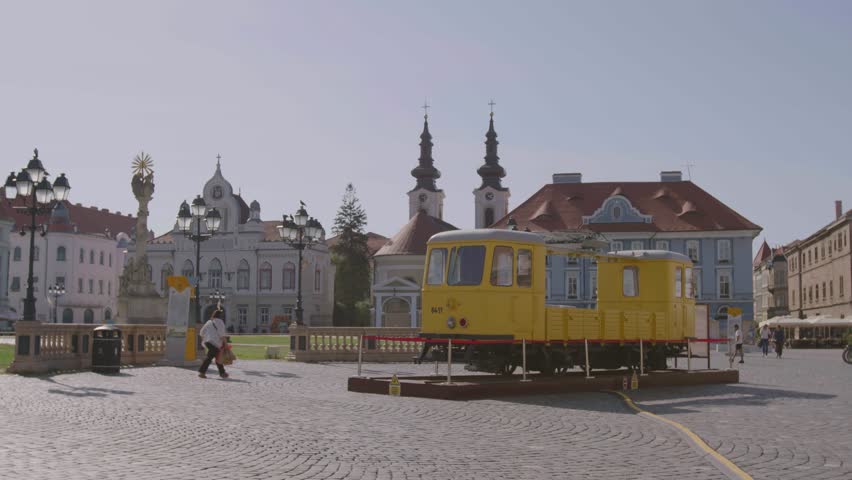 Timisoara (Temesvar) in Romania 4k 25 fps gimbal stock video.