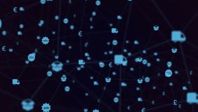 Network of logistics icons and currency symbols, animation of global supply chain. international, shipping, economy, trade, finance, import - Powered by Shutterstock - Get 15% off with code: PIKWIZARD15