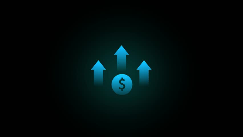 Dollar rate increase icon animation . Money symbol with stretching arrow up. Rising prices. Business cost sale icon.