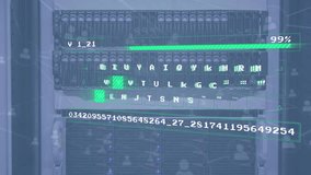 Data processing animation over server racks with progress bar. technology, computing, digital, information, database, network - Powered by Shutterstock - Get 15% off with code: PIKWIZARD15