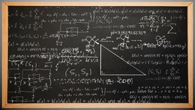 Mathematical equations and circuit diagrams animation over blackboard with complex formulas. Science, technology, engineering, mathematics, physics, education - Powered by Shutterstock - Get 15% off with code: PIKWIZARD15
