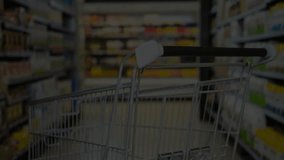Animation of data processing and diagrams over shopping cart. Technology, shopping and digital interface concept digitally generated video. - Powered by Shutterstock - Get 15% off with code: PIKWIZARD15