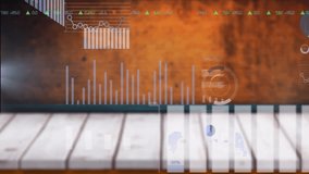Animation of financial data processing over brick wall. Global finance, business, connections, computing and data processing concept digitally generated video. - Powered by Shutterstock - Get 15% off with code: PIKWIZARD15