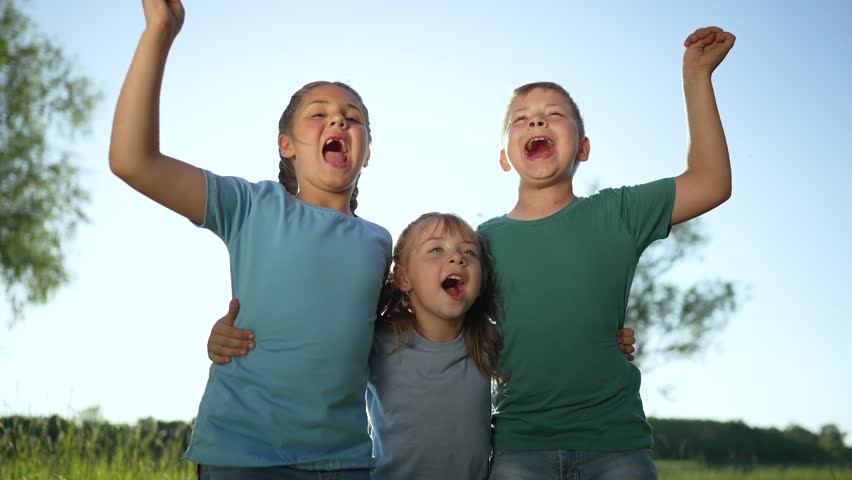 Kids have fun together in kindergarten in park. team building children. friendship of children in kindergarten. active games in team in fresh air in kindergarten. team building. happy family concept