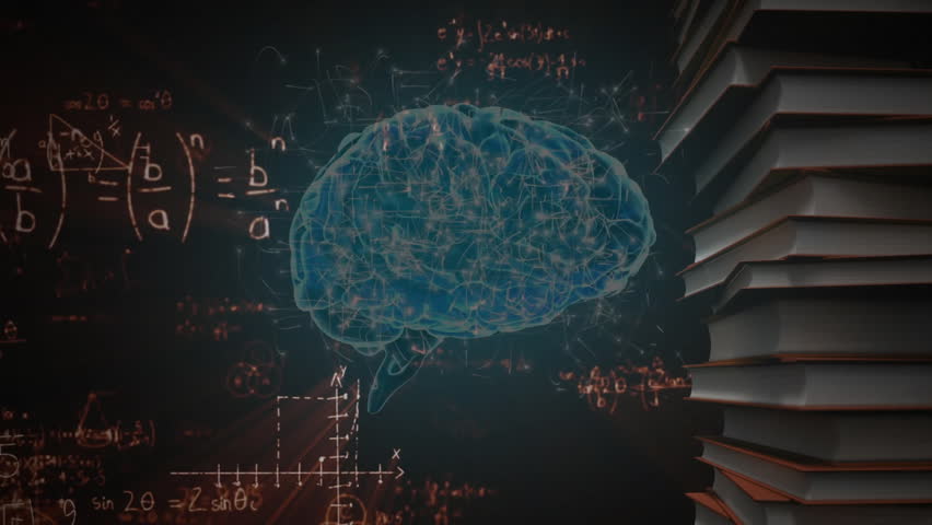 Animation of mathematical data processing over human brain. Global artificial intelligence, connections, computing and data processing concept digitally generated video. - Powered by Shutterstock - Get 15% off with code: PIKWIZARD15