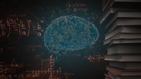 Animation of mathematical data processing over human brain. Global artificial intelligence, connections, computing and data processing concept digitally generated video. - Powered by Shutterstock - Get 15% off with code: PIKWIZARD15