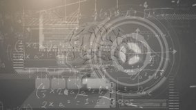 Animation of mathematical data processing over human brain. Global artificial intelligence, connections, computing and data processing concept digitally generated video. - Powered by Shutterstock - Get 15% off with code: PIKWIZARD15