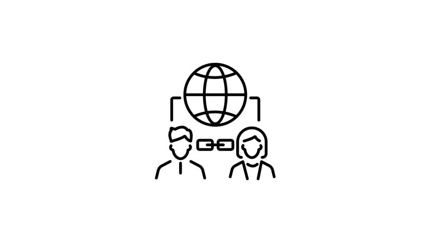A line animated icon of global partners 