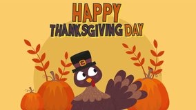Cartoon Turkey Looking Around Happy Thanksgiving 2D Animation - Powered by Shutterstock - Get 15% off with code: PIKWIZARD15