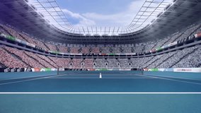 Animation of snow falling over sports stadium. Global sport and digital interface concept digitally generated video. - Powered by Shutterstock - Get 15% off with code: PIKWIZARD15