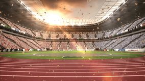 Animation of confetti falling over sports stadium. Global sport and digital interface concept digitally generated video. - Powered by Shutterstock - Get 15% off with code: PIKWIZARD15
