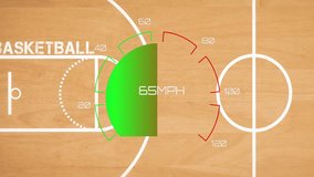 Animation of speedometer and data processing over basketball court. Global sports, finance, business, connections, computing and data processing concept digitally generated video. - Powered by Shutterstock - Get 15% off with code: PIKWIZARD15