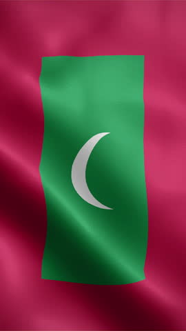 Maldives flag waving animation, vertical flag, seamless loop animated, official colors (portrait).