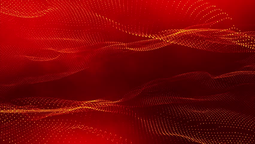 Red Digital Futuristic Particles Wave Background. High-Tech Futuristic Particle Wave Background. Seamless Loop
