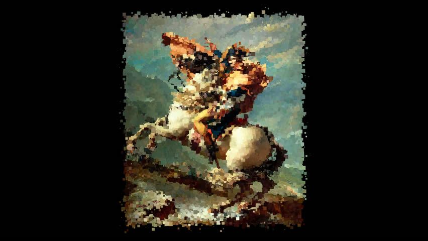 Living painting by Jacques-Louis David - Napoleon Crossing the Alps. Alpha Channel, Exclusive
