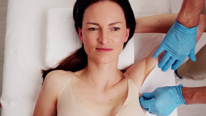 Waxing Body. Woman In Pain Screaming During Hair Removal