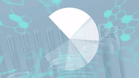 Animation of data processing and diagram over test tubes and chemical formula. Technology, science and digital interface concept digitally generated video. - Powered by Shutterstock - Get 15% off with code: PIKWIZARD15