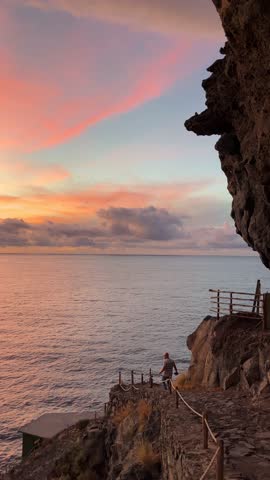 Sunset in La Palma. Spain. Canary Islands. Vertical video