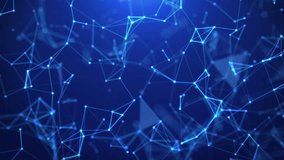 Blue plexus lines and dots connection motion. Digital technology, network connection futuristic visualization. Plexus background of blue glowing lines. Abstract technology, science, engineering. 4k. - Powered by Shutterstock - Get 15% off with code: PIKWIZARD15