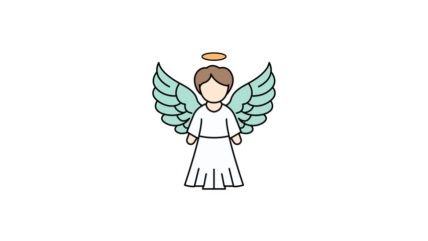 Animated of Angel icon motion graphic animation. Christmas concept icon animation