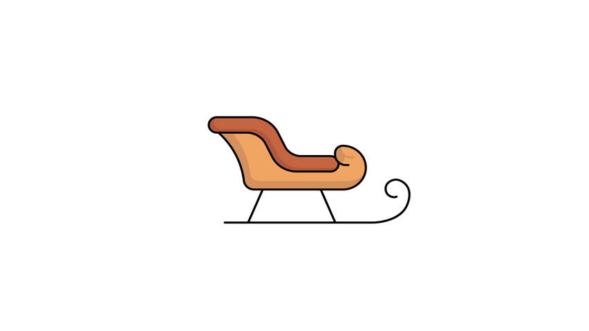 Animated of Sleigh icon motion graphic animation. Christmas concept icon animation
