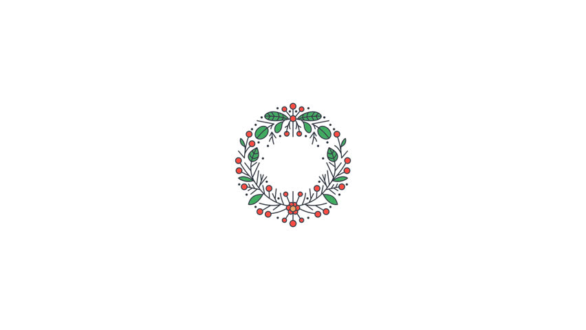 Animated of Wreath icon motion graphic animation. Christmas concept icon animation
