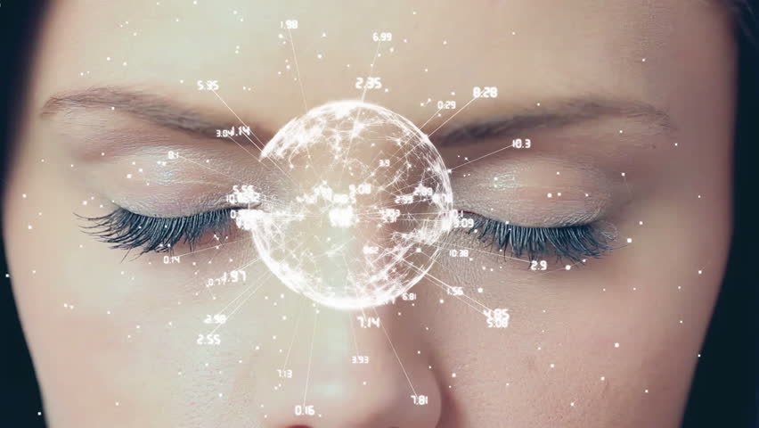 Animation of globe with data processing over eyes of caucasian woman. Technology and digital interface concept digitally generated video. - Powered by Shutterstock - Get 15% off with code: PIKWIZARD15