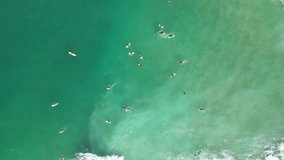 Aerial drone view of surfers at Ipanema beach on summer day in Rio de Janeiro - Powered by Shutterstock - Get 15% off with code: PIKWIZARD15