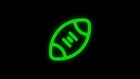 A glowing neon effect of a rugby icon is set on a black background. 4K video motion graphic animation. - Powered by Shutterstock - Get 15% off with code: PIKWIZARD15