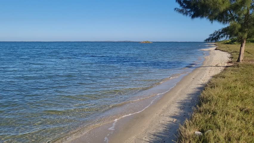 Praia das Andorinhas, Iguaba Grande, Rio de Janeiro, Brazil. A serene beach in Araruama Lagoon in a protected area, cristal clear waters, native vegetation and a tropical charming scenery.